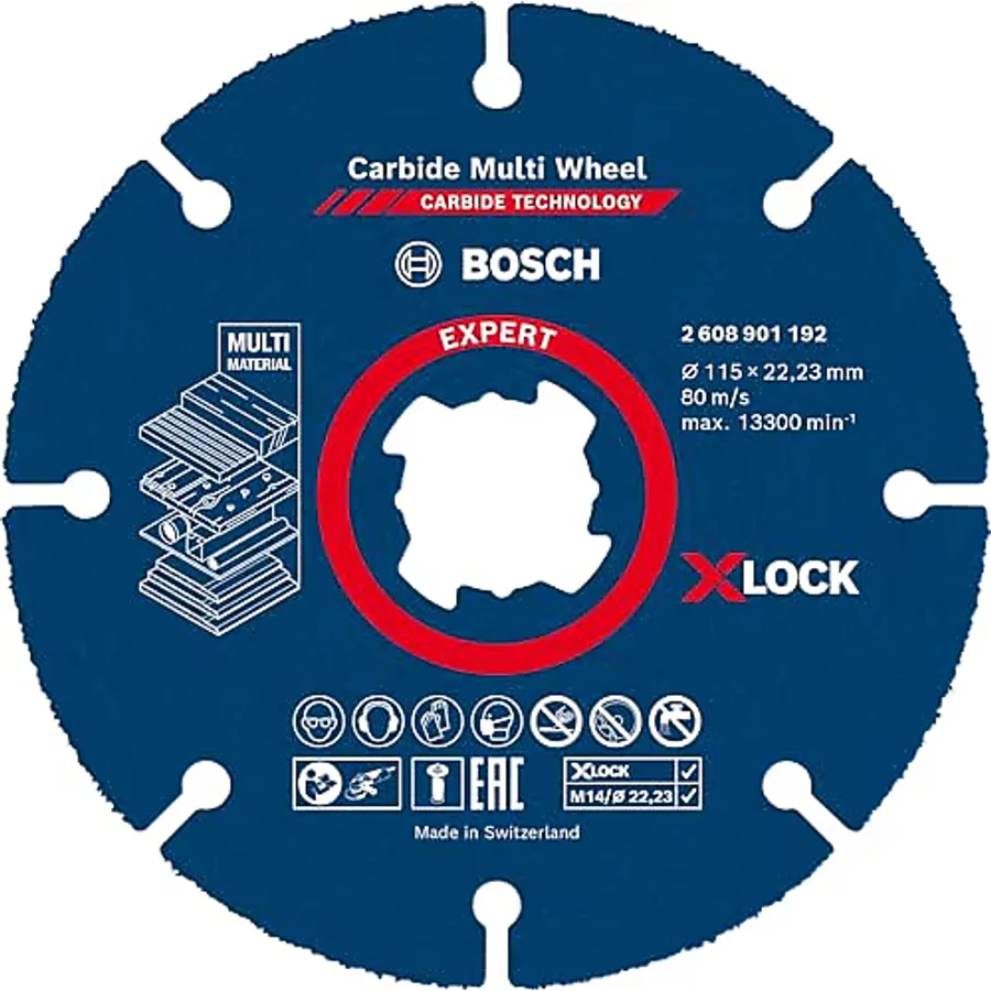 Bosch Professional 1x EXPERT Carbide Multi Wheel Kesici Diskler (Sert ahşap, Çivili ahşap, Plastik, Alçıpan panel, Ø 115 mm, Aksesuar Küçük Avuç Taşlama Makinesi)