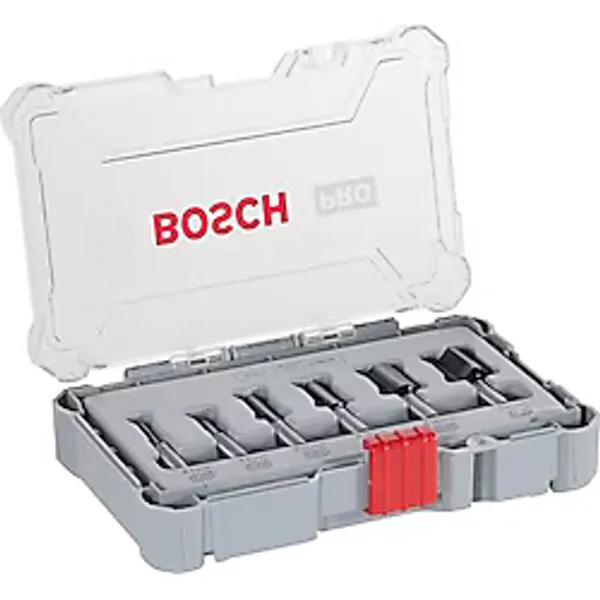 Bosch Professional 6 parçalı oluk freze seti (ahşap için, 8 mm şaftlı üst freze aksesuarı)