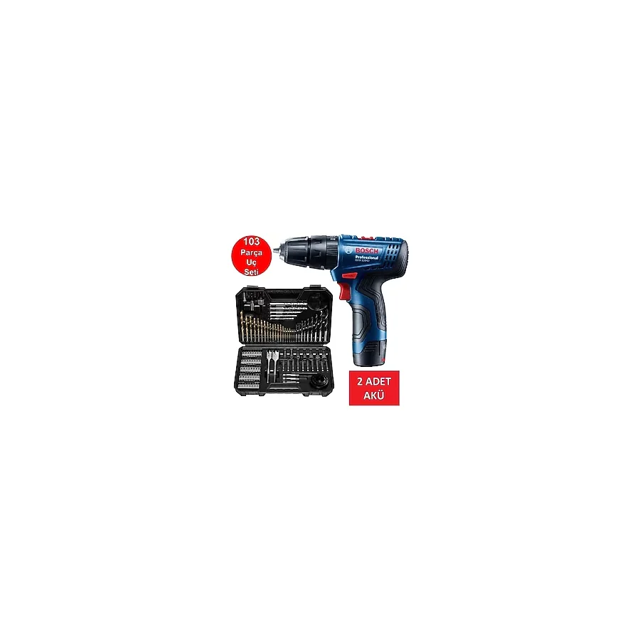 Bosch Şarjlı Matkap Darbeli Matkap Çift Akülü Vidalama + Matkap Ucu Vidalama Ucu Lokma Ucu Panç Set