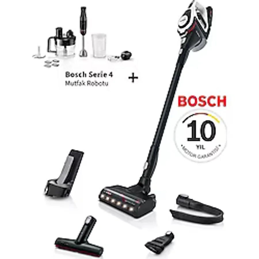 Bosch Şarjlı Süpürge Unlimited 8 Gen2 Beyaz BBS8214 +Bosch Mutfak Robotu ve Blendır Seti