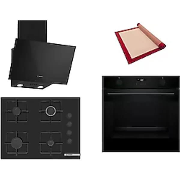 Bosch Siyah 3 Lü Ankastre Set 400 ( Hua736ea0t - Pop7c6p30o - Dwk63pj60t(61t) ) 67cm Ocak - Buhar Destekli - Pişirme Matı Ile