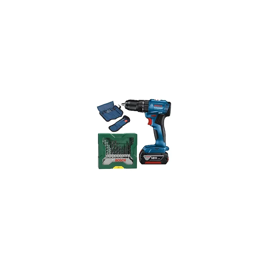Bosch Tek Akülü Kömürsüz Darbeli Matkap Vidalama Şarjlı Matkap + 15 Parça Matkap Ucu + 23 Parça Set