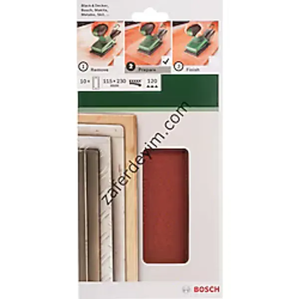 Bosch - Titreşimli Zımpara Kağıdı 10'Lu, 115 X 230 Mm 180 Kum 14 Delik
