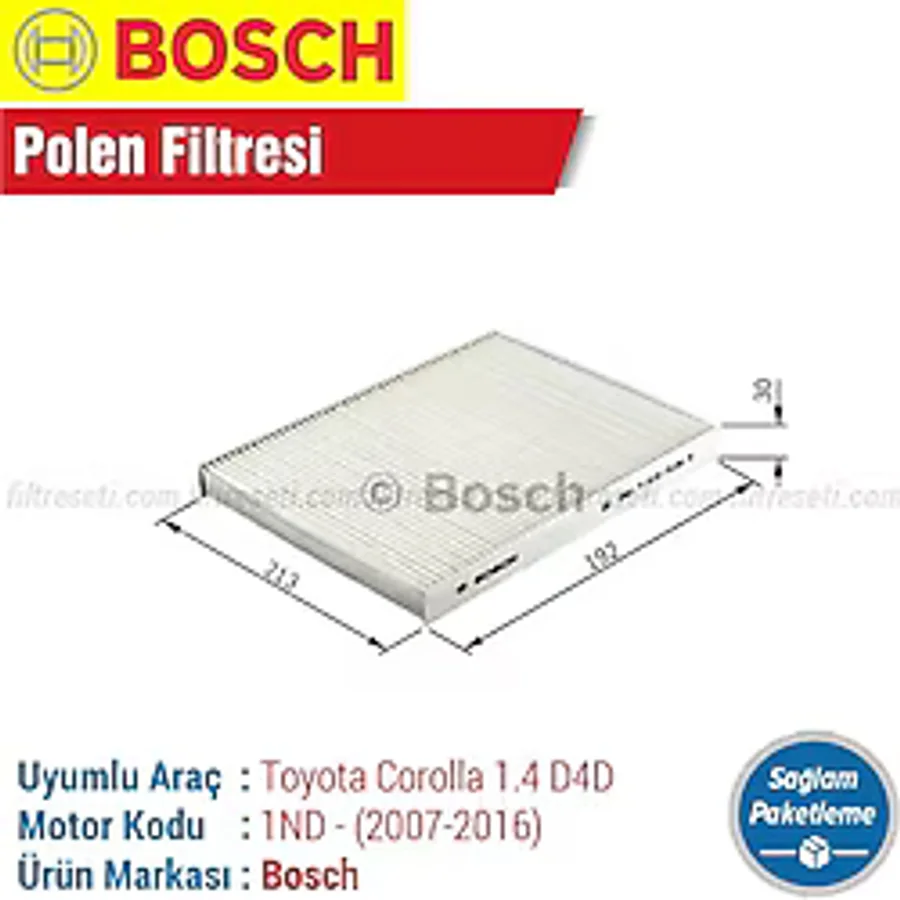 Bosch Toyota Corolla 1.4 D4D Polen Filtresi 2007-2016