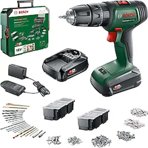 Bosch UniversalImpact 18 V Çift Akülü Darbeli Matkap + 241 Parça Aksesuar Seti