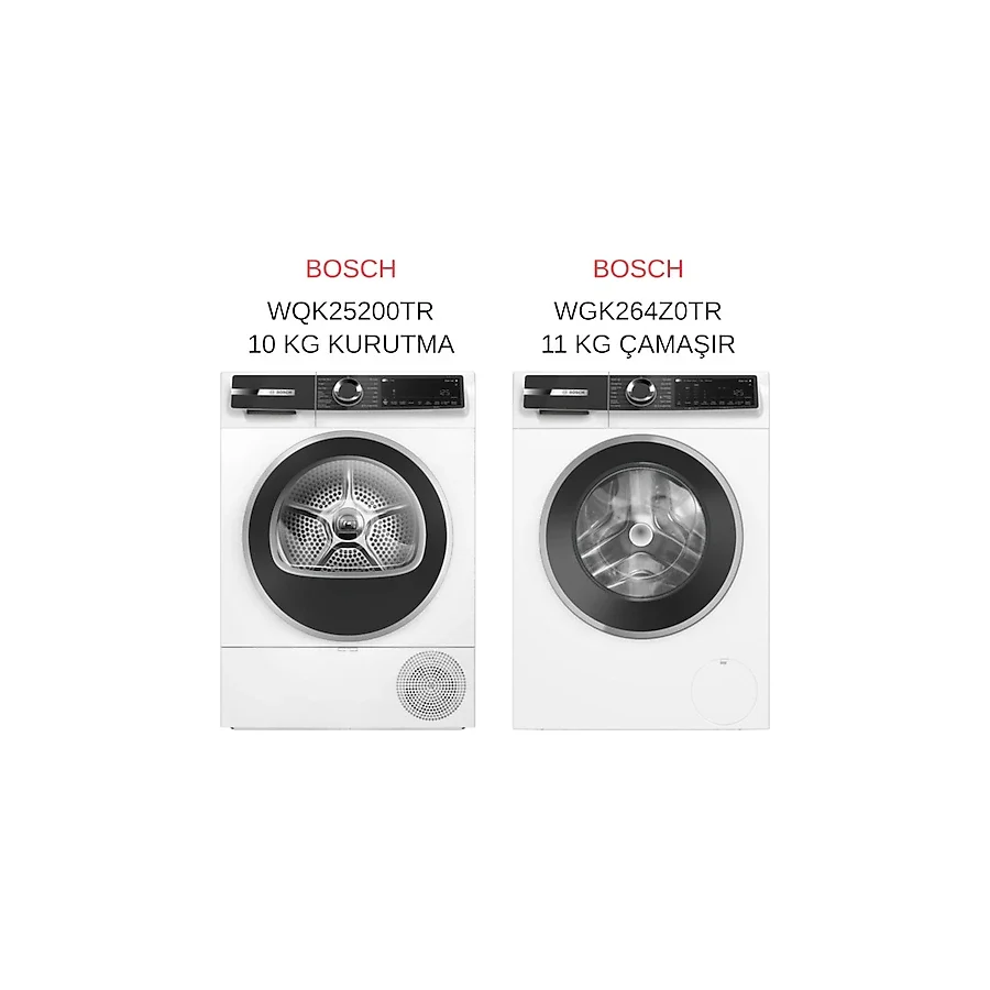 Bosch WQK25200TR - WGK264Z0TR 10 kg Kurutma ve 11 kg Çamaşır Makinesi 2'li Serie 6 Set
