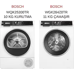 Bosch WQK25200TR - WGK264Z0TR 10 kg Kurutma ve 11 kg Çamaşır Makinesi 2'li Serie 6 Set