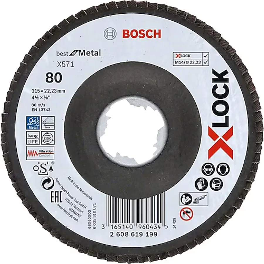 Bosch - X-LOCK - 115 mm 80 Kum Best Serisi Metal Flap Disk