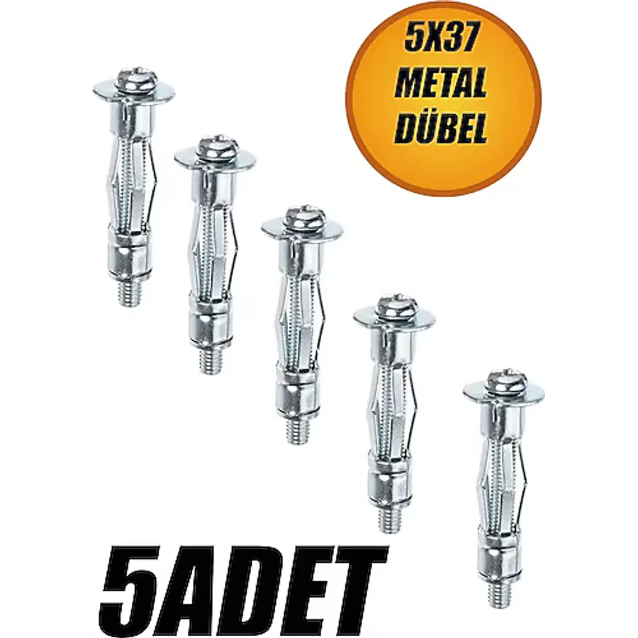 Boşluk Dübel Çelik Alçıpan Frt Tuğla Duvar Bims Paraşüt Dübeli 5X37 Metal (5 Adet) Dübel