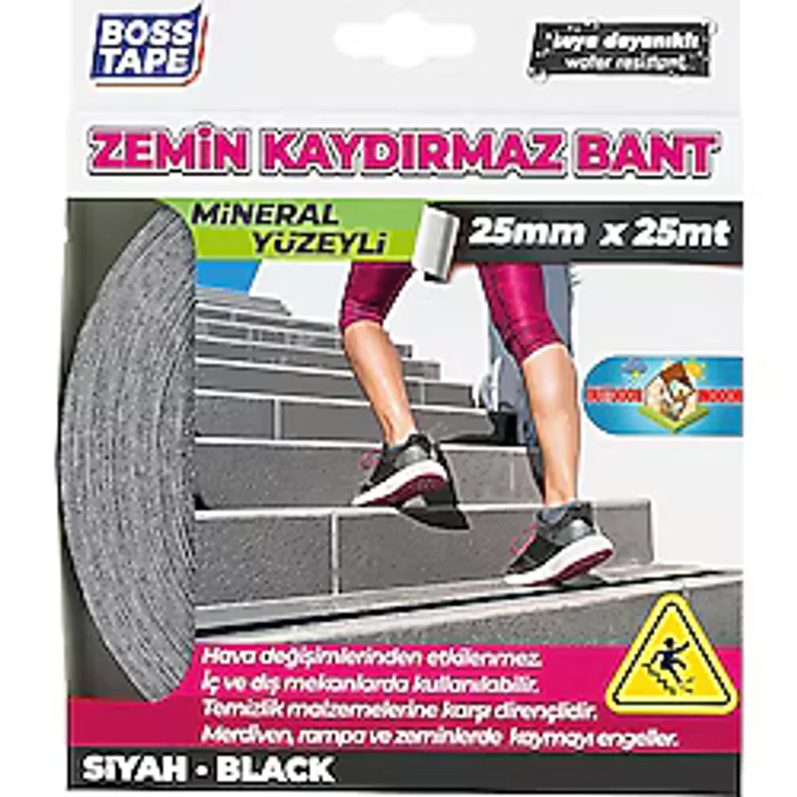 BOSS TAPE 2879 ZEMİN MERDİVEN KAYDIRMAZ BANT 25mmx25m SİYAH