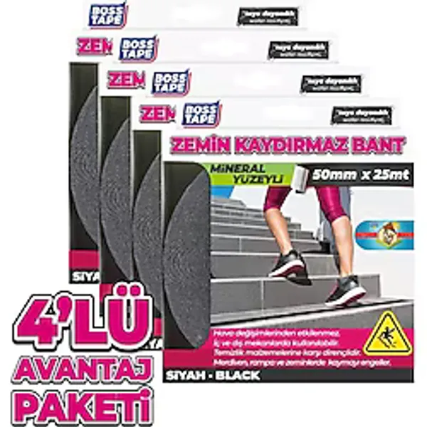 Boss Tape 4 Adet Zemin Merdiven Kaydırmaz Bant 50Mmx25Mt