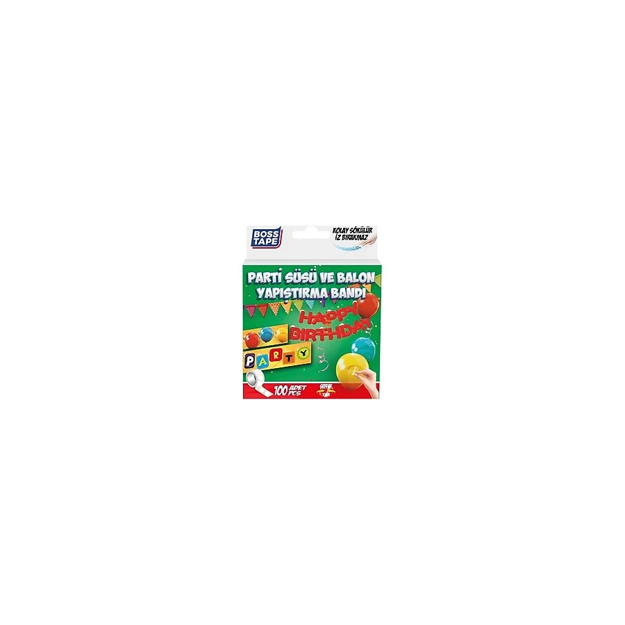 boss tape bt-05017 parti süsü balon yapıştırma bandı 100 lü - Yok