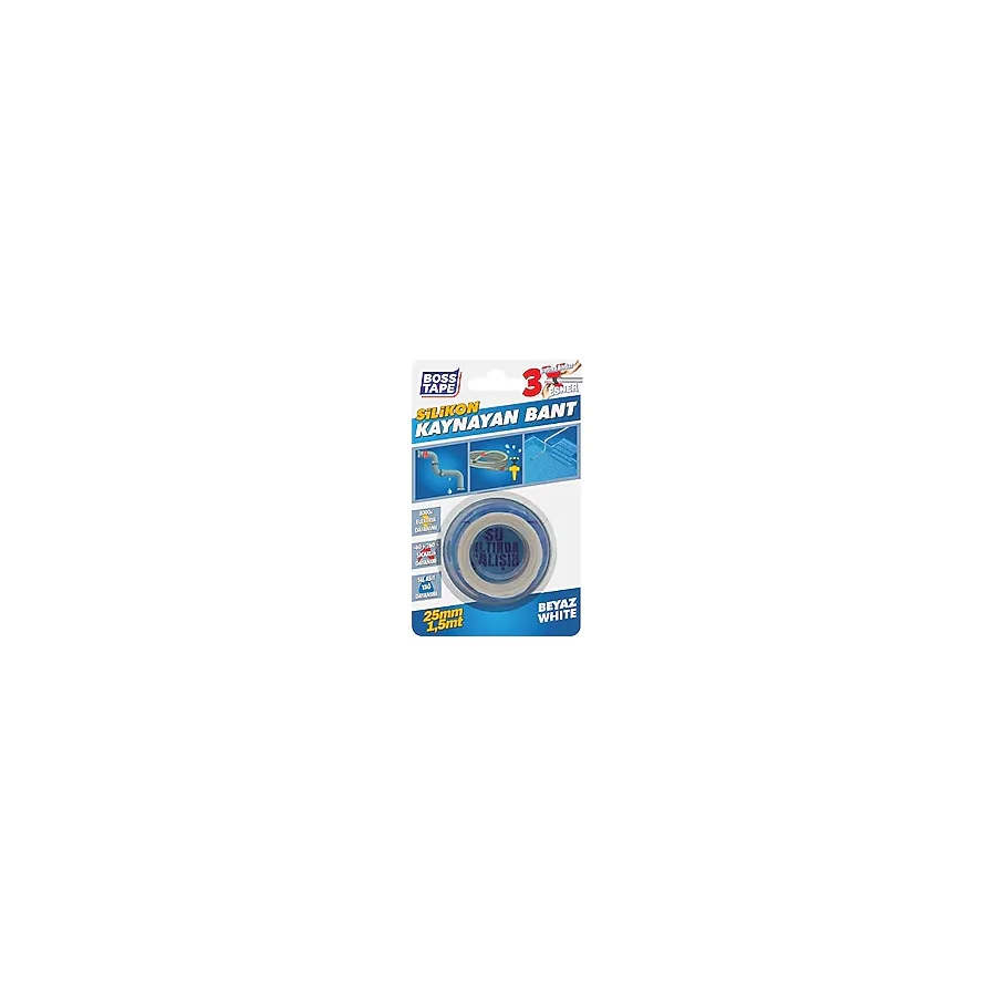 Boss Tape Silikon Kaynayan Tamir Bandı En:25mm Boy:1,5mt Beyaz
