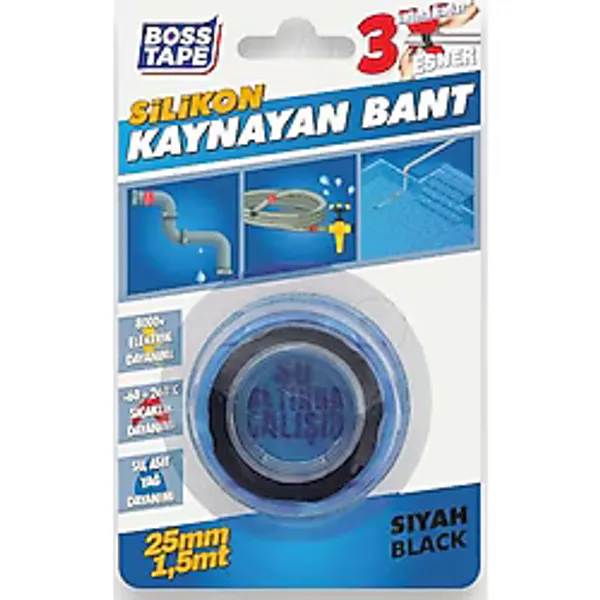 Boss Tape Silikon Kaynayan Tamir Bandı En:25mm Boy:1,5mt Kırmızı