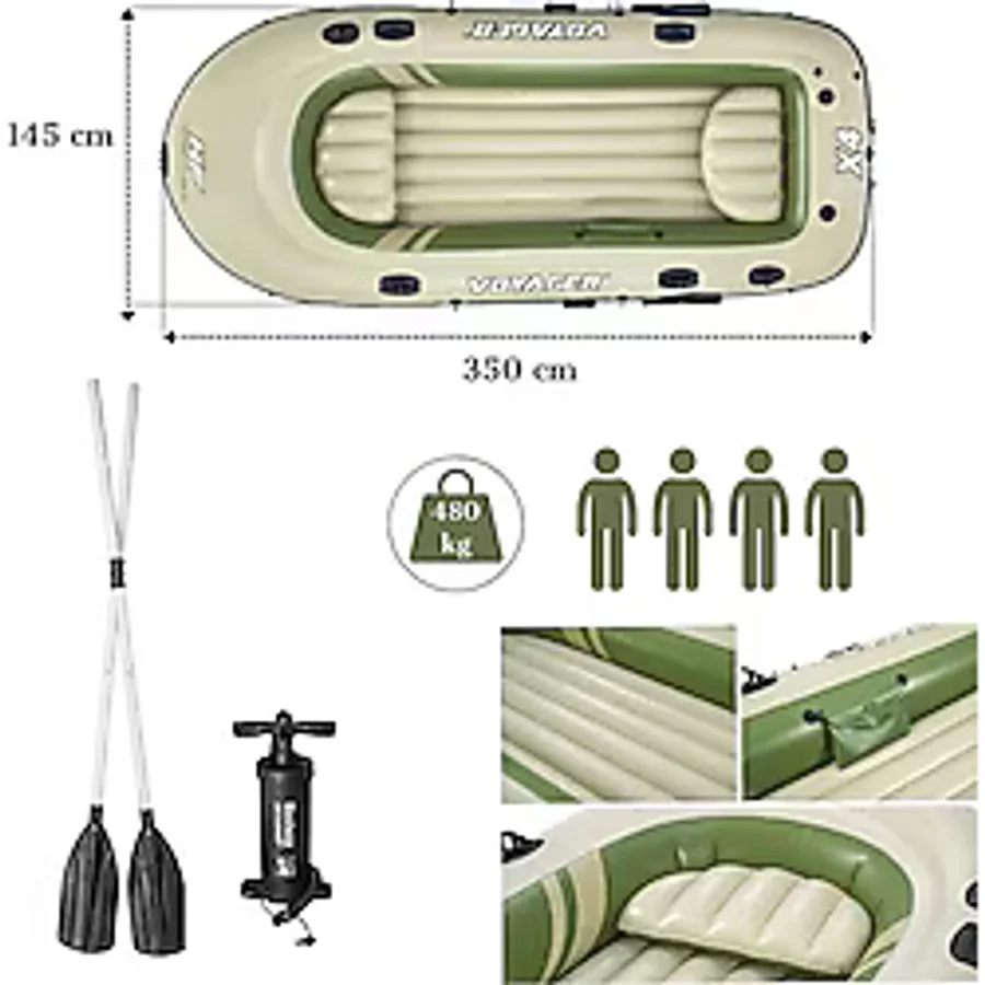 Bot Voyager Set X4 350X145cm 4 Kişilik Bot Kürek Pompa Set