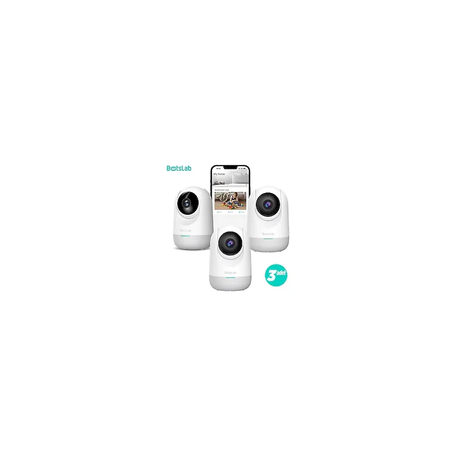 Botslab 360+ C211 2K Pro Small Bundle WiFi 360° Akıllı Güvenlik Kamerası Bebek Monitörü Evcil Hayvan Kamerası İç Mekan Kamerası IP Kamera 3'Lü Paket (Distribütör Garantili)