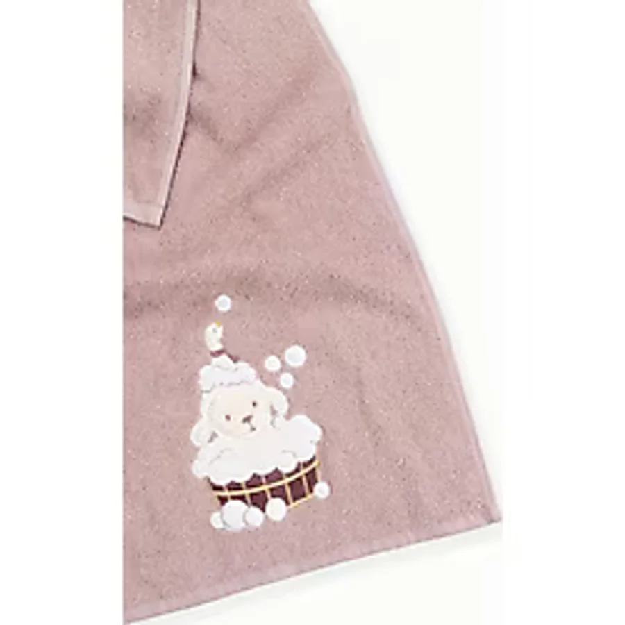 Boumini Kuzu Nakışlı Pamuk Bebek Havlusu (50x100 cm) Kahverengi
