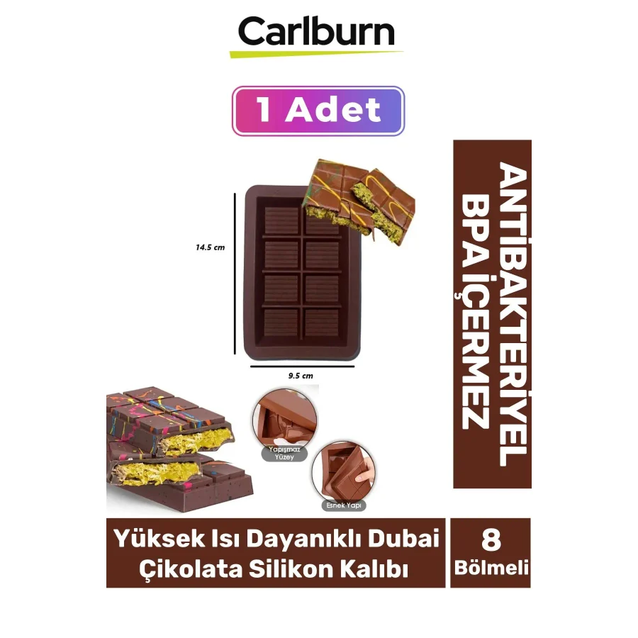 Bpa İçermez Esnek Dayanıklı Büyük Yüksek Isı Dayanıklı Dubai Çikolata Silikon Kalıbı Kabı 1 Adet