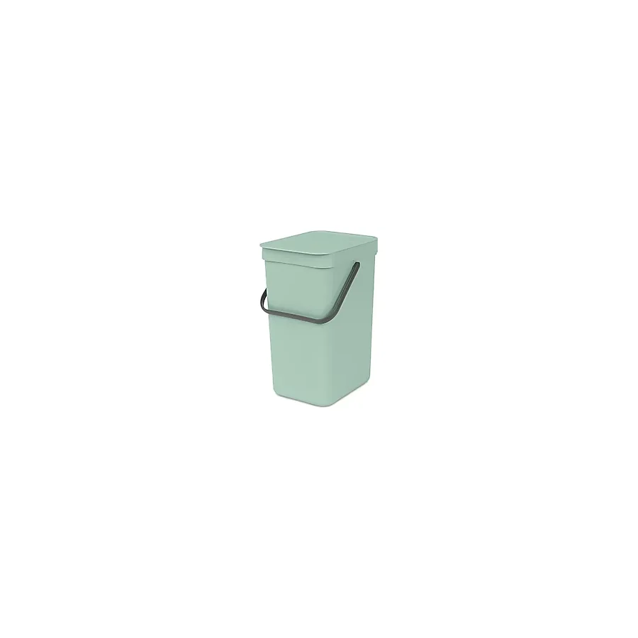 Brabantia - Sort & Go çöp kutusu 12 l - orta büyüklükte geri dönüşüm kabı - taşıma sapı - bakımı kolay - duvar montajı için de uygundur - mutfak çöp kovası - yeşim yeşili - 20 x 25 x 35 cm