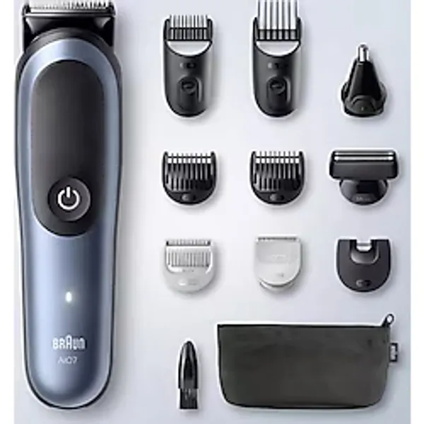 Braun Saç Sakal Vücut Kulak ve Burun Tıraşı İçin Islak Kuru Kullanımlı Paslanmaz Çelik Bıçaklı Yüksek Hassasiyetli 10 Parça Premium Erkek Bakım Seti Tıraş Makinesi Series 7 - Siyah