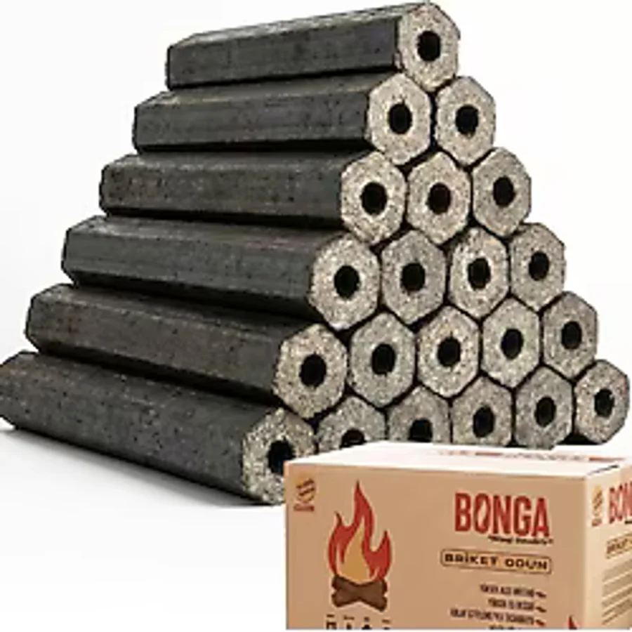 Braventa Collection Bonga Briket Odun - Dumansız ve Kokusuz Yüksek Alevli Şömine Odunu - 20 Adet (20 Kg)