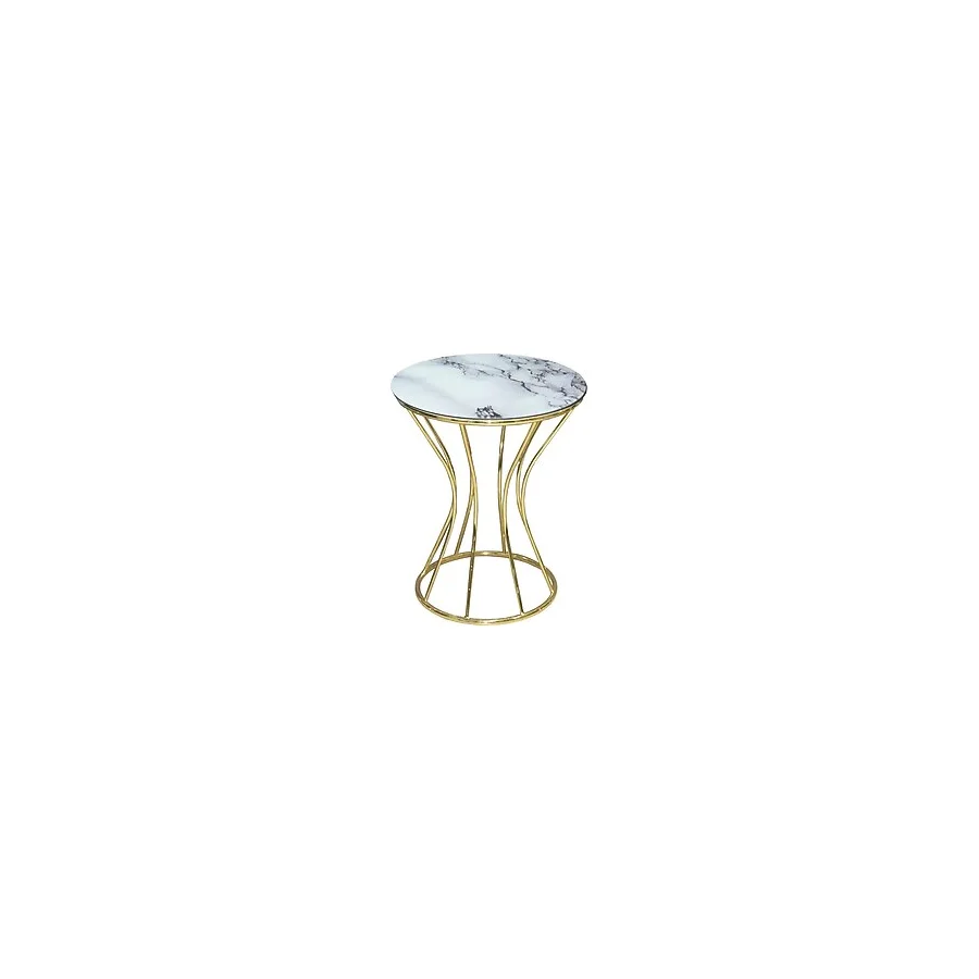 Brc 12730 Kumsaat Fiskos Model Sehpa Model Beyaz mermer Temper Cam Gold El Yapım