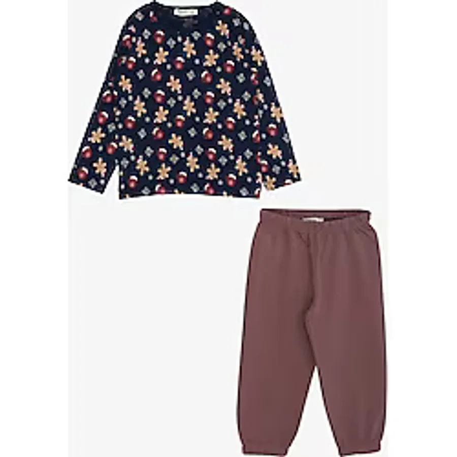Breeze Erkek Bebek Pijama Takımı Kurabiye Desenli 9 Ay-3 Yaş, Lacivert
