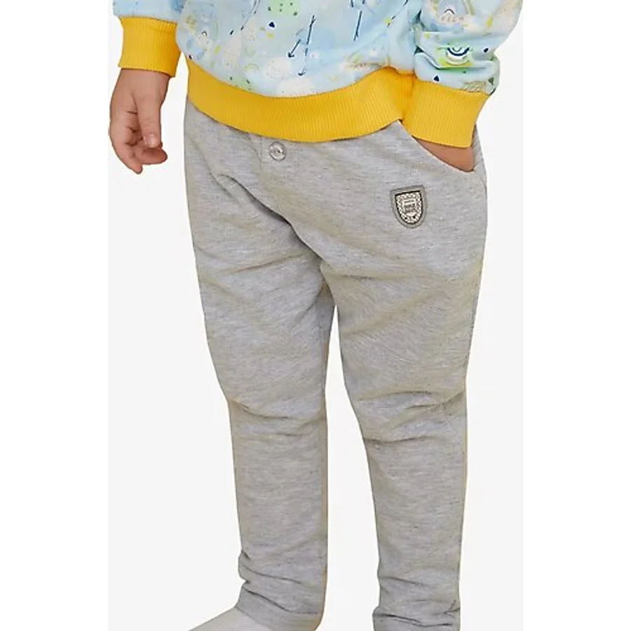 BREEZE GİRLS & BOYS Erkek Bebek Alt Düğme Aksesuarlı Armalı Cepli 9 Ay-3 Yaş, Açık Gri Melanj