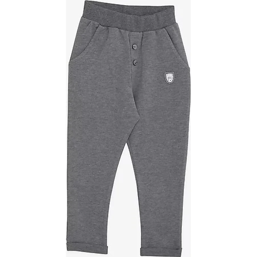 BREEZE GİRLS & BOYS Erkek Bebek Alt Düğme Aksesuarlı Armalı Cepli 9 Ay-3 Yaş, Koyu Gri Melanj