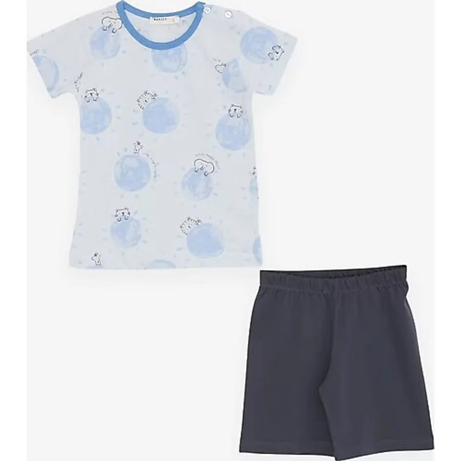 Breeze Gırls & Boys Erkek Bebek Pijama Takimi Sevimli Hayvanlar Alemi Dostluk Temali 9 Ay-3 Yas, Acik Mavi