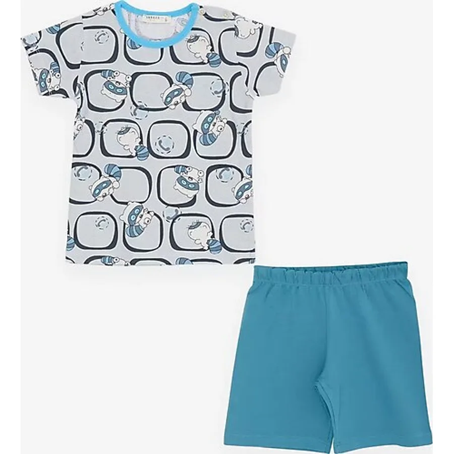 Breeze Gırls & Boys Erkek Bebek Pijama Takimi Sevimli Rakun Desenli 9 Ay-3 Yas, Gri