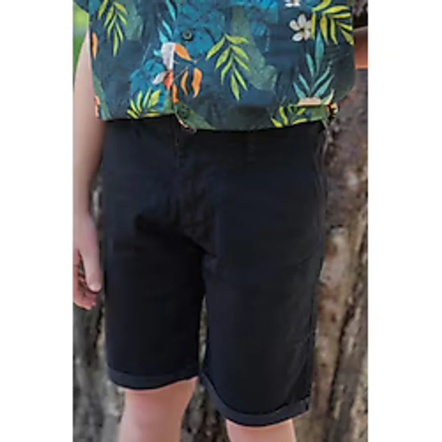 BREEZE GİRLS & BOYS Erkek Çocuk Kapri Cepli Düğmeli 8-14 Yaş, Siyah