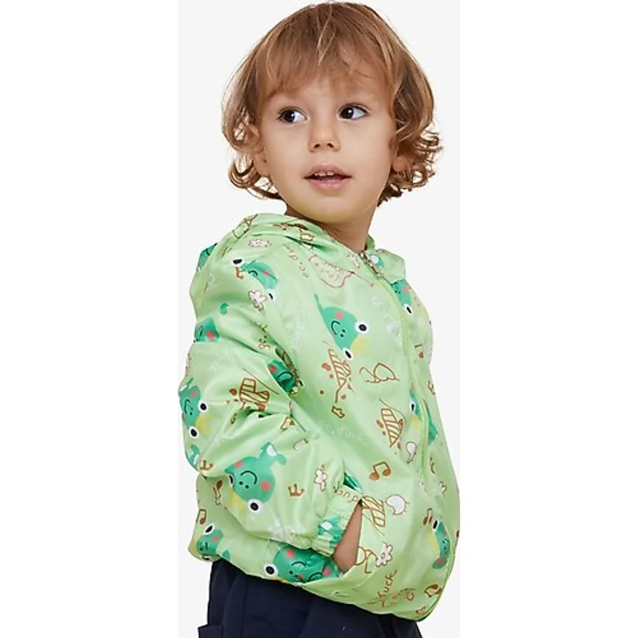BREEZE GİRLS & BOYS Erkek Çocuk Yağmurluk Prens Kurbağacık Desenli 1-5 Yaş, Fıstık Yeşili