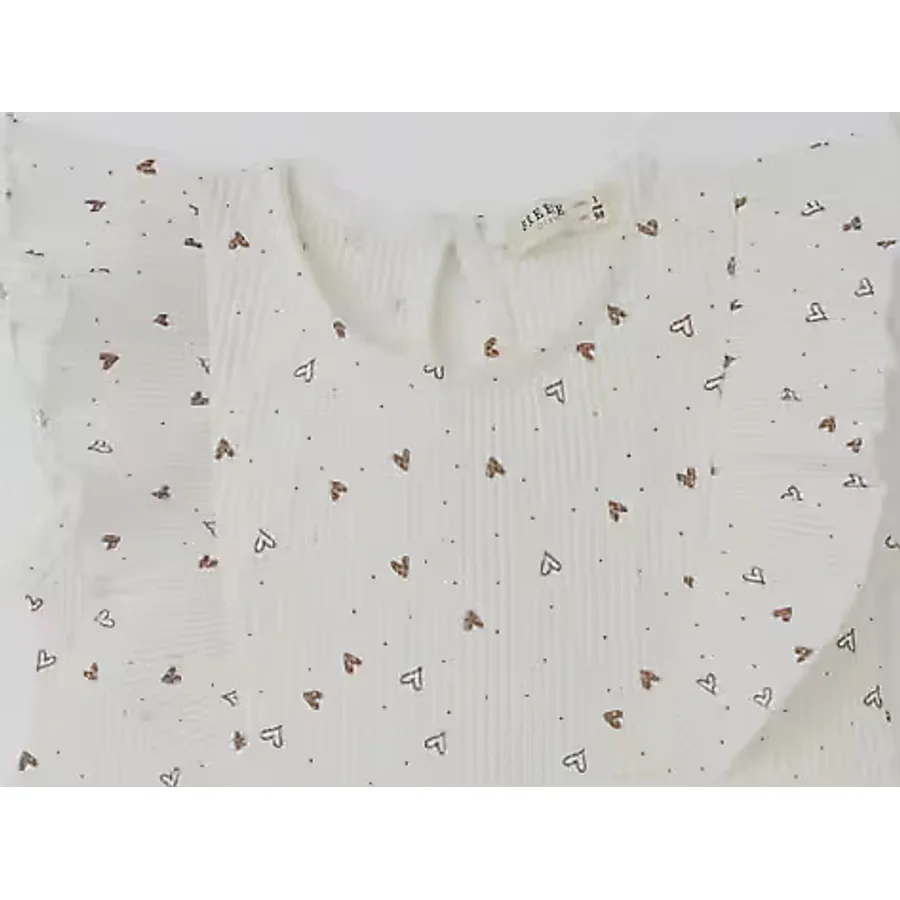 Breeze Kız Bebek Elbise Kalp Desenli Tüllü Fırfırlı 9 Ay-3 Yaş, Ekru
