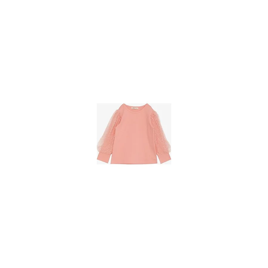 Breeze Kız Çocuk Bluz Kolları Tül Detaylı 3-7 Yaş, Somon