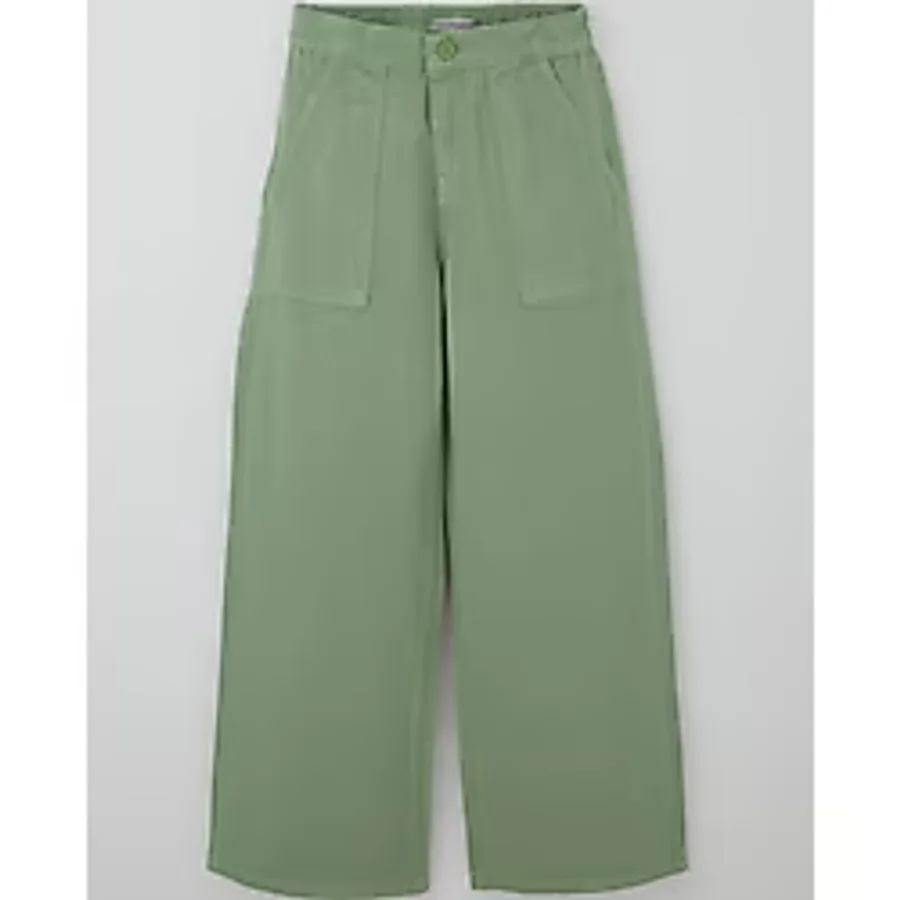 Breeze Kız Çocuk Gabardin Pantolon Geniş Paça Beli Lastikli 10-14 Yaş, Mint Yeşili