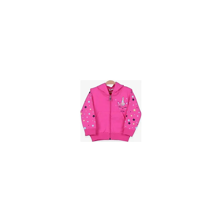 Breeze Kız Çocuk Hırka Kolları Desenli Baskılı 1-4 Yaş, Pembe