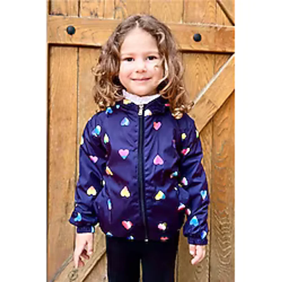 BREEZE Kız Çocuk Yağmurluk Renkli Kalp Desenli 1-5 Yaş, Lacivert