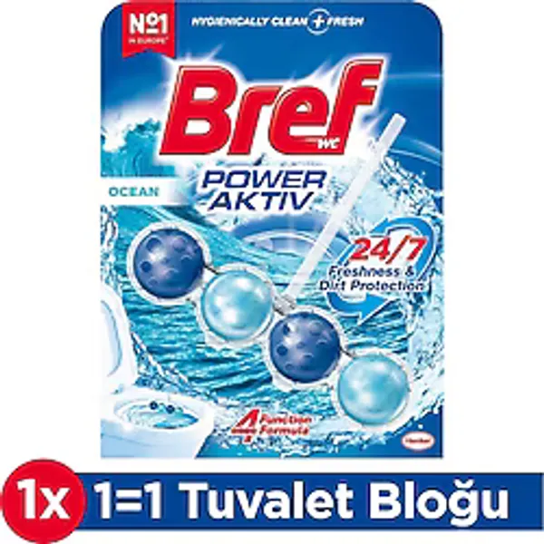 Bref WC Power Active Okyanus Kir&Kireç Önleyici & Koku Giderici Katı Klozet Temizleme Topu