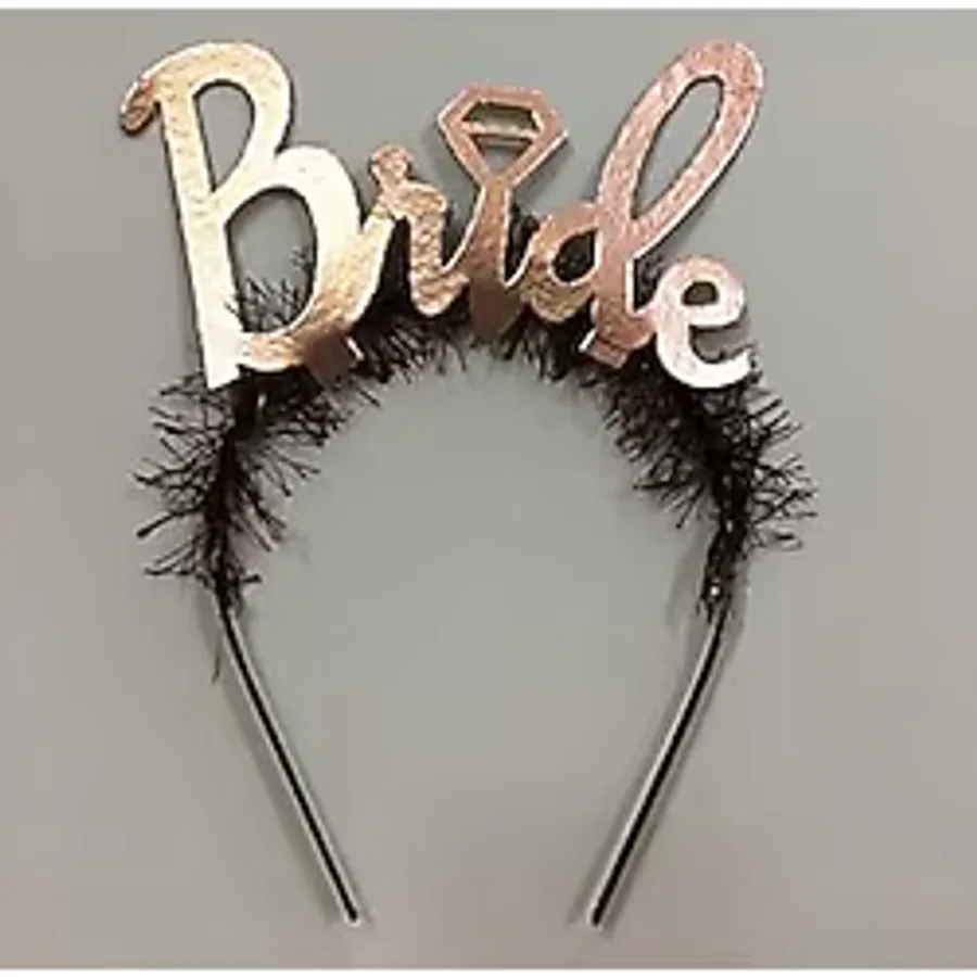 Bride Yazılı Bekarlığa Veda Partisi Tacı Rose Renk