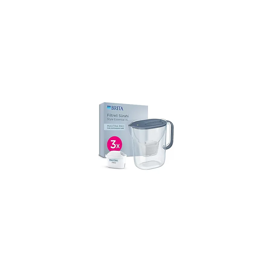 Brita Style Essential XL Taş Mavisi 3.6 lt Pure Performance 3 Filtreli Su Arıtma Sürahisi