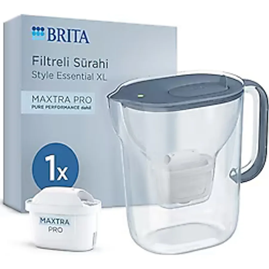 Brita Style Essential XL Taş Mavisi 3.6 lt Pure Performance Filtreli Su Arıtma Sürahisi