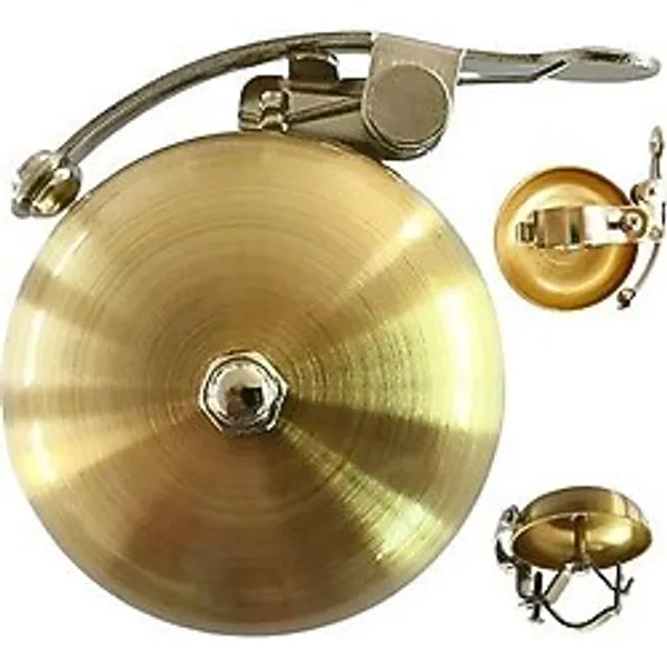 Briviga Altın Renkli Sol Taraf Bakır Retro Bisiklet Zili (58Mm Kapak, Klasik Ses, 78G) Retro Zil
