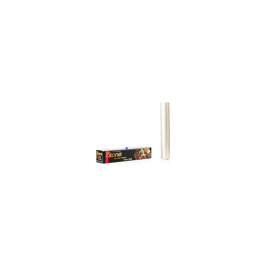 Broken Stone PVC Streç Film Rulosu - Kesici Kutulu, Güçlü ve Esnek Gıda Streç Film, Tazelik Koruyucu, Buzdolabı & Mikrodalga Uyumlu, Mutfak ve Catering Kullanımı, 1 Paket (45 cm x 300 m)