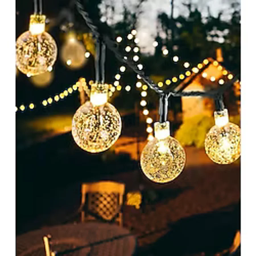 Brokoli Home 7 Metre Güneş Enerjili 8 Modlu Gün Işığı Solar Led Işık 50 Top Dekoratif Yılbaşı Bahçe