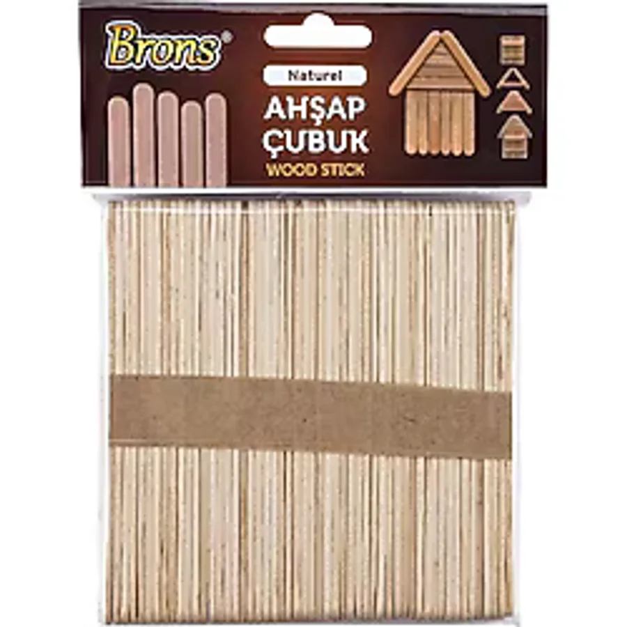 Brons Naturel-geniş-ahşab Çubuk-abeslang- Dil Çubuğu 50 Li El Işi Etkinlikleri (Kırtasiye)