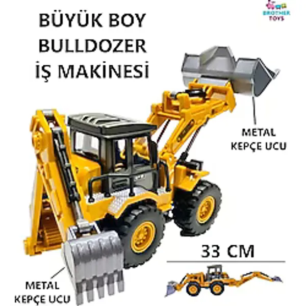 Brother Toys 32 cm Metal Kepçeli Oyuncak Buldozer Çocukların Motor Becerilerini Geliştiren Araç