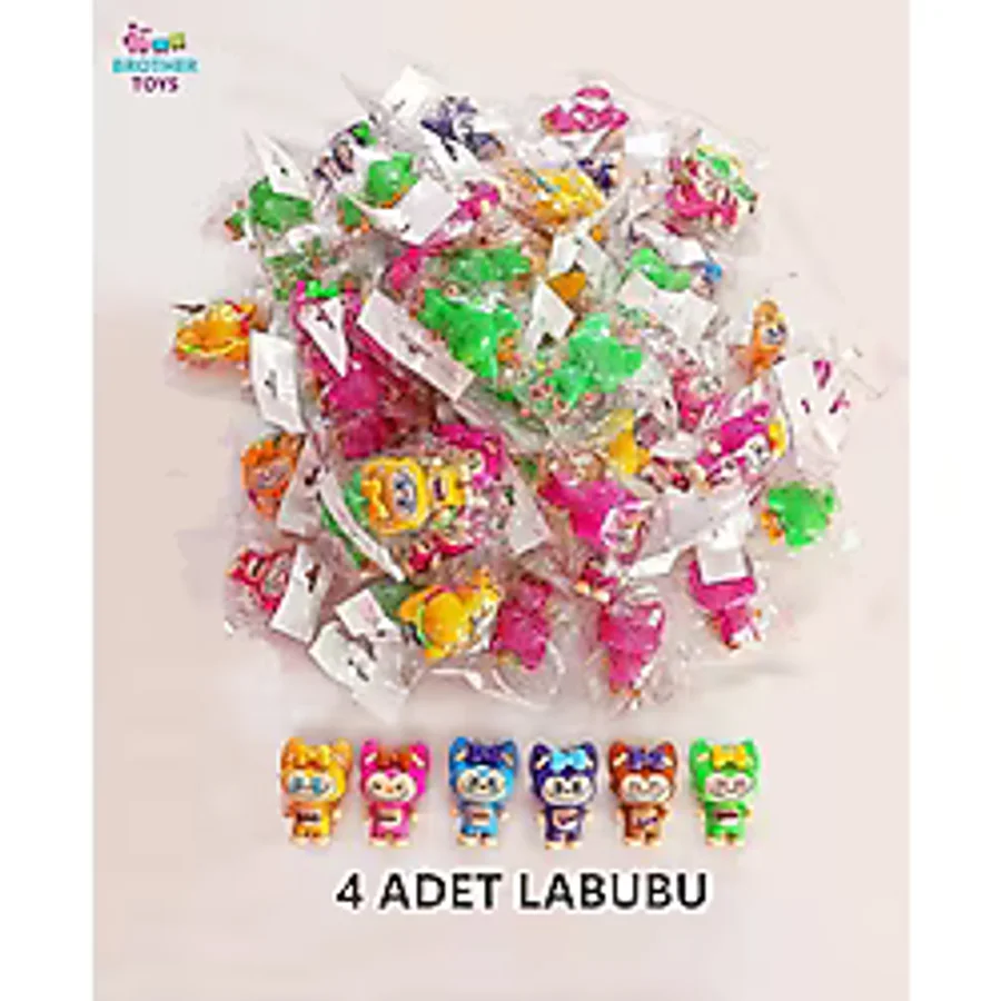 Brother Toys 4 Adet Sürpriz Renkli Labubu Figür Oyuncak Lalubu 9 Cm.