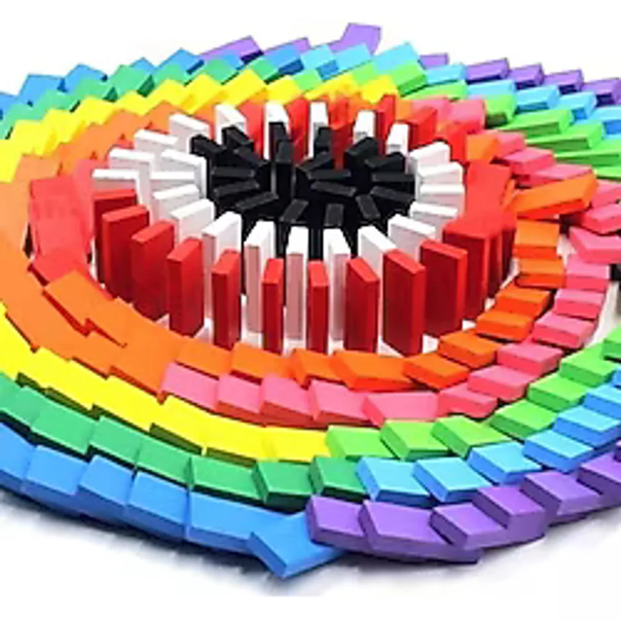 Brother Toys Ahşap Domino Taşları 100 Parça Renkli Eğitici Oyuncak Domino