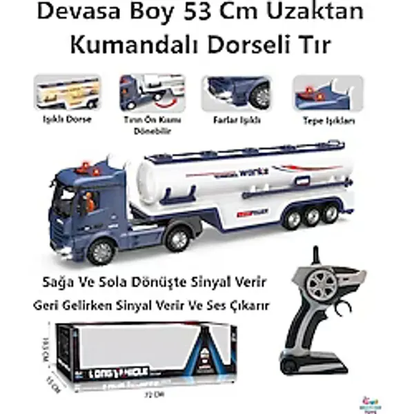 Brother Toys Dev Boy 53 cm Dorseli Tır Tanker Uzaktan Kumandalı Oyuncak Kamyon - Beyaz - Mavi